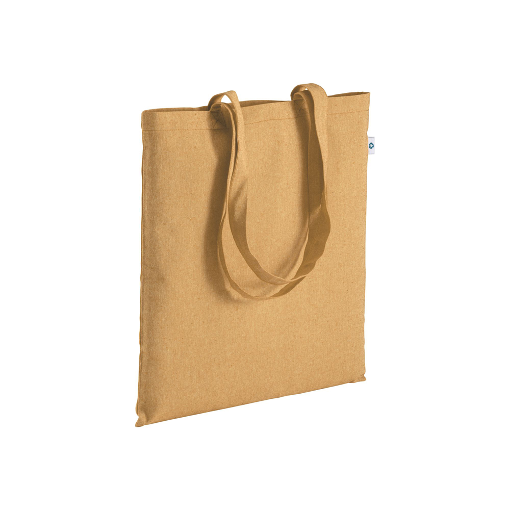 Recycling Baumwolltasche Saiga premium in Gelb – 190 g/m², 38x42 cm, lange Henkel, meliert, jetzt bedrucken