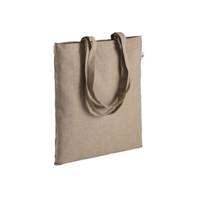 Recycling Baumwolltasche Saiga premium in Natur – 190 g/m², 38x42 cm, lange Henkel, meliert, jetzt bedrucken