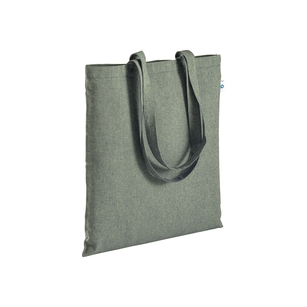 recycling baumwolltasche Recycling Baumwolltasche Saiga premium in Grün – 190 g/m², 38x42 cm, lange Henkel, meliert, jetzt bedrucken