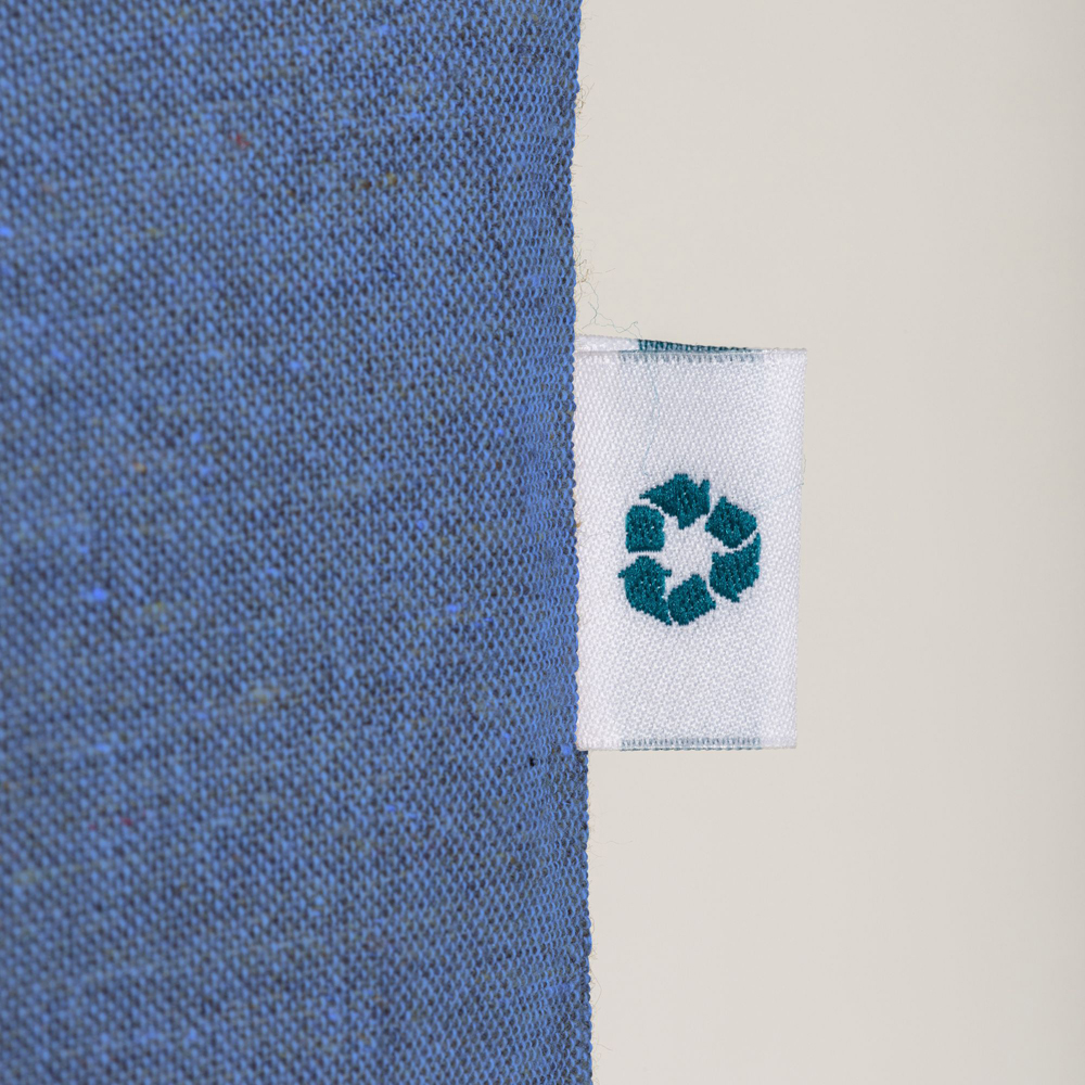Etikett Recycled Cotton an der Recycling Baumwolltasche Saiga premium – 190 g/m² recycelte Baumwolle, meliert