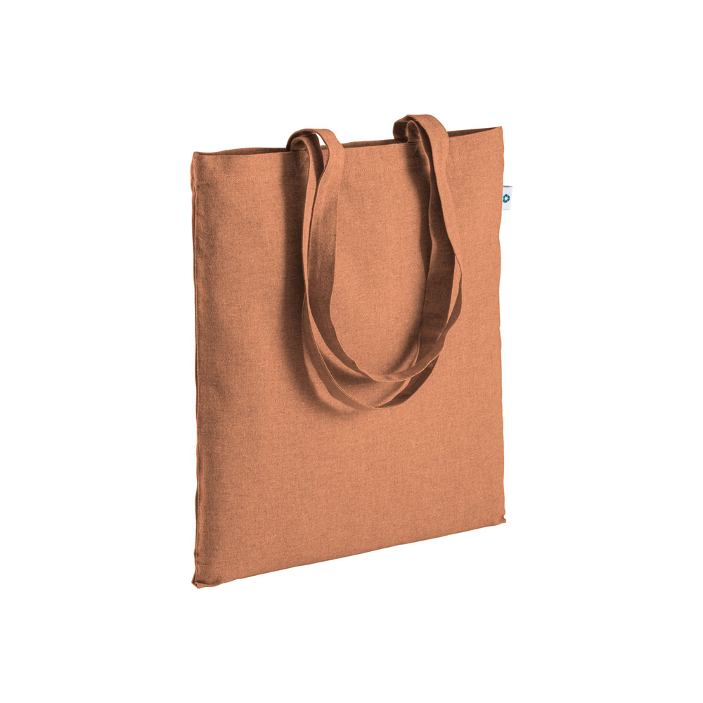 Recycling Baumwolltasche Saiga premium in Orange – 190 g/m², 38x42 cm, lange Henkel, meliert, jetzt bedrucken