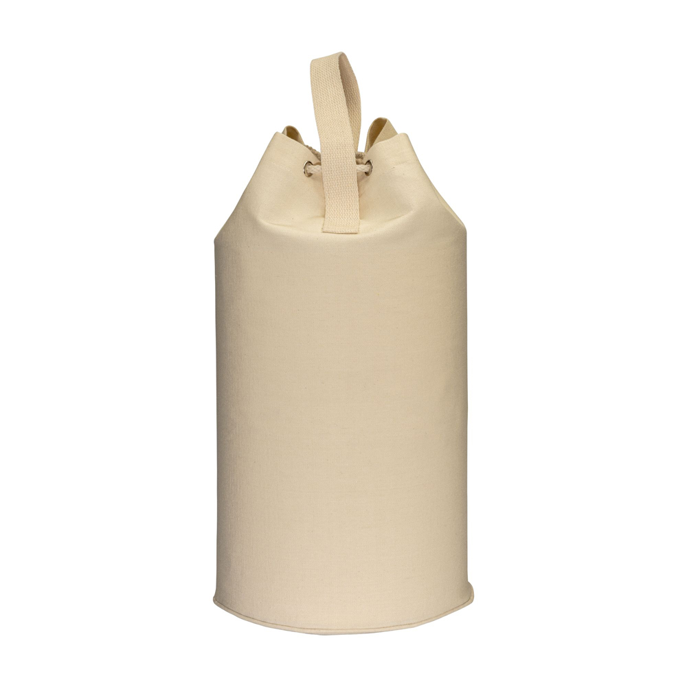 Seesack Trevi recycelte Baumwolle Polyester in Natur – Ø 24 cm, 45 cm hoch, Zuziehkordel, 2 Griffe, 60 % recycelte Baumwolle, bedrucken