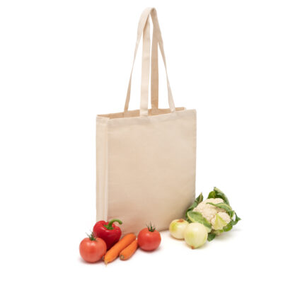 Shopper Atella Bio-Baumwolle in Natur – 220 g/m² Organic Cotton, 38x42x8 cm, Boden- und Seitenfalte, lange Henkel, OEKO-TEX, bedrucken