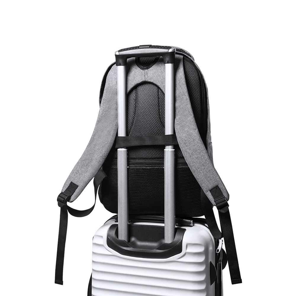 Anti-Diebstahl Rucksack RPET Bulman bedrucken – mit Koffergurt für die Reise