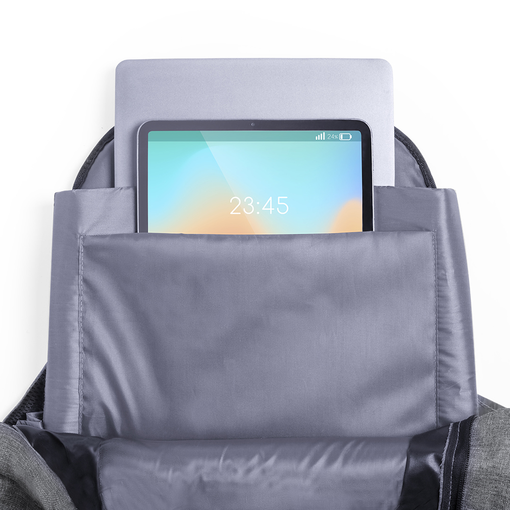 Anti-Diebstahl Rucksack RPET Bulman bedrucken – Detailansicht Rückseite Nature Line