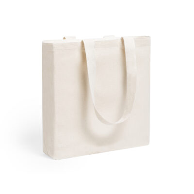 Baumwolltasche Helfy Shopper groß in Natur – 140 g/m² Baumwolle, 45x38x11 cm, Bodenfalte, lange verstärkte Henkel, bedrucken