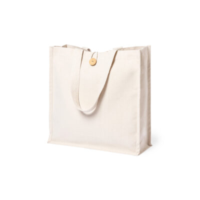 Baumwolltasche Sembak Canvastasche in Natur – 310 g/m² Baumwoll-Canvas, 38x38x12 cm, Knopfverschluss, lange Henkel 60 cm, bedrucken