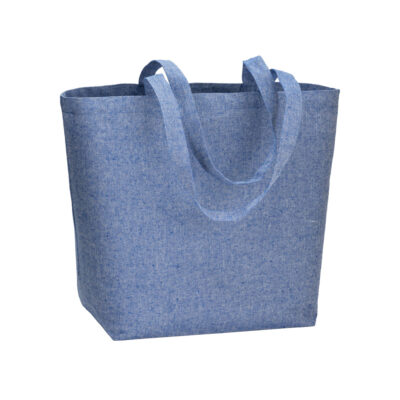 Einkaufstasche Coume recycelte Baumwolle in Royal – 120 g/m², 50x37x18 cm, innen PP-laminiert, lange Henkel, jetzt bedrucken