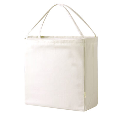 Stofftasche Yaponic recycelte Baumwolle in Natur – 300 g/m², 37x39x18 cm, mittellange Henkel, Boden- und Seitenfalte, bedrucken