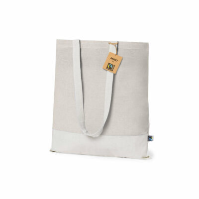 Baumwolltasche Annet fairtrade recycling zweifarbig natur-natur lange Henkel
