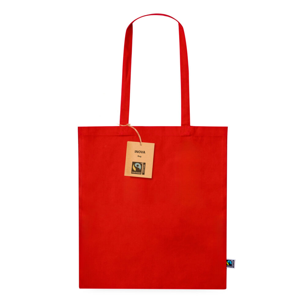 Baumwolltasche Inova farbig Fairtrade Baumwolle lange Henkel rot