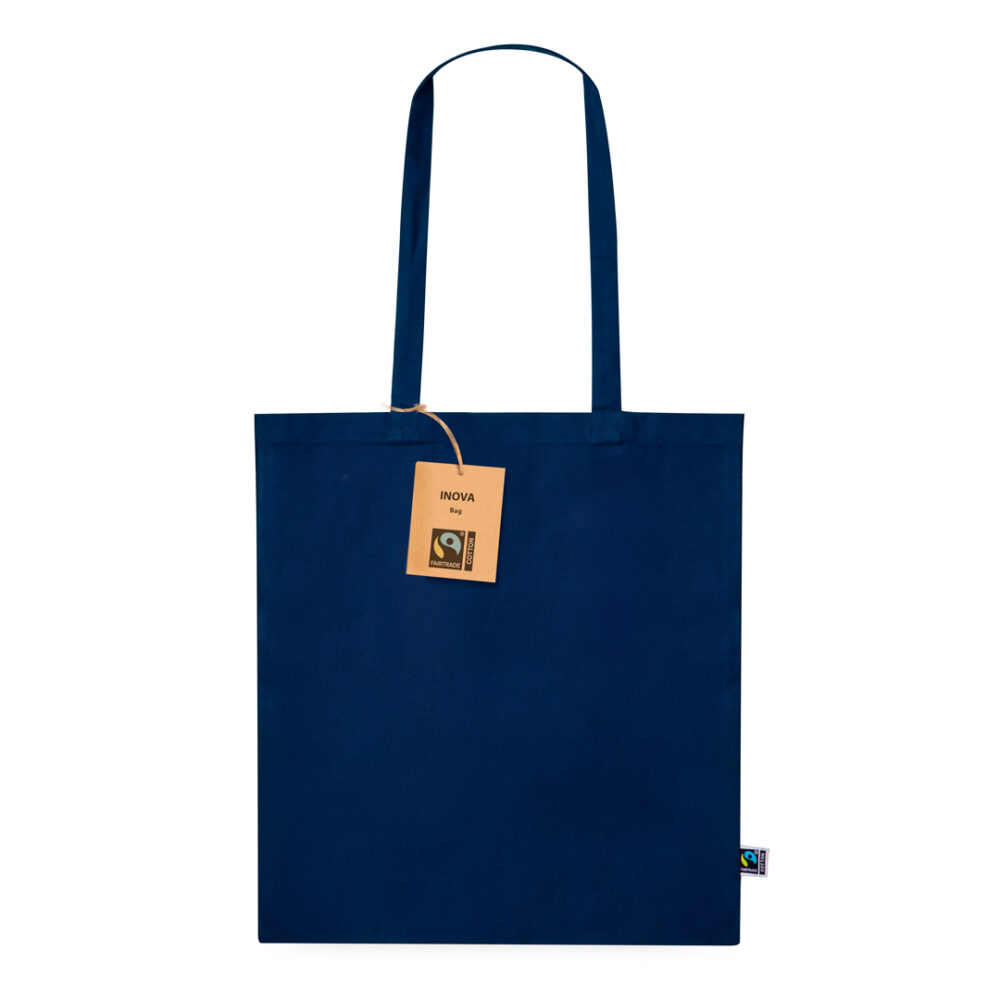 Baumwolltasche Inova farbig Fairtrade lange Henkel dunkelblau