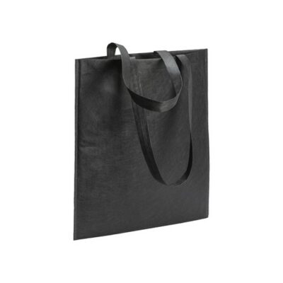 RPET nonwoven Tasche Budrio Nähte geschweißt lange Henkel in schwarz