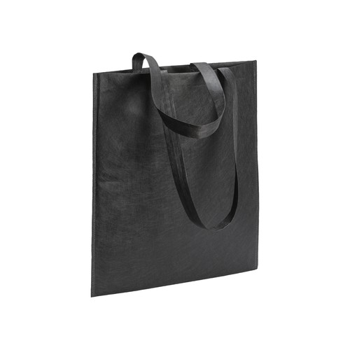 RPET nonwoven Tasche Budrio Nähte geschweißt lange Henkel in schwarz