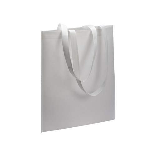 RPET nonwoven Tasche Budrio Nähte geschweißt lange Henkel in weiß für die Sublimation