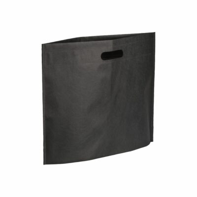 RPET nonwoven Tasche Gova schwarz Griff ausgestanzt seitlich