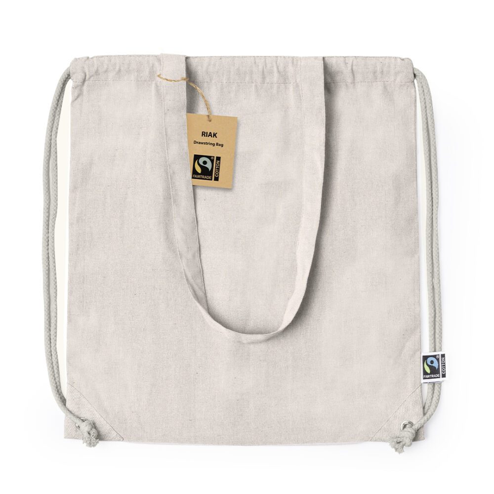 Turnbeutel Riak Fairtrade Baumwolle kurze Griffe Natur
