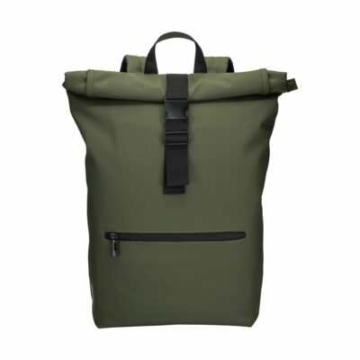 Roll-Top Rucksack Dorno bedrucken – Frontansicht in Military Green