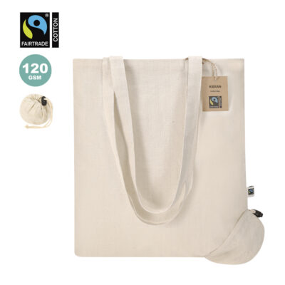 Faltbare Baumwolltasche Kieran Fairtrade zertifiziert in der Farbe natur