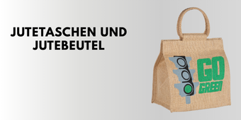 Jutetasche Jutebeutel mit Logo GO Green Jute statt Plastik bei taschenprint.de