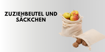 Zuziehbeutel und Säckchen aus naturfarbene Baumwolle, Obsttüten Gemüsebeutel bedrucken bei taschenprint.de