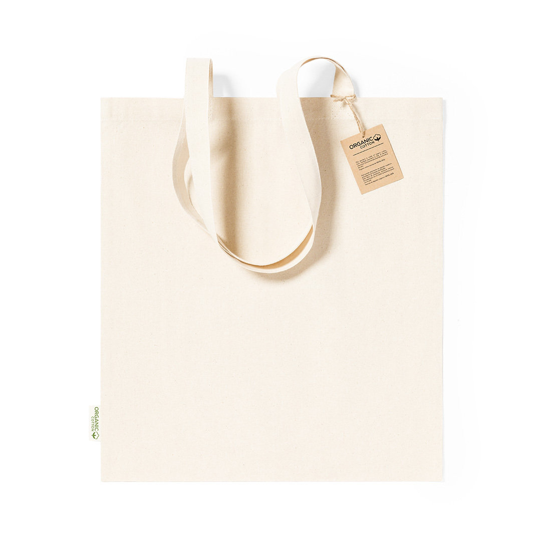 Bio-Baumwolltasche Fizzy Premium Baumwolle mit langen Henkeln und Hangtag aus Karton