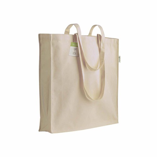 Shopper Lenti Bio-Baumwolle lange Henkel natur Werbetasche bedrucken mit Logo