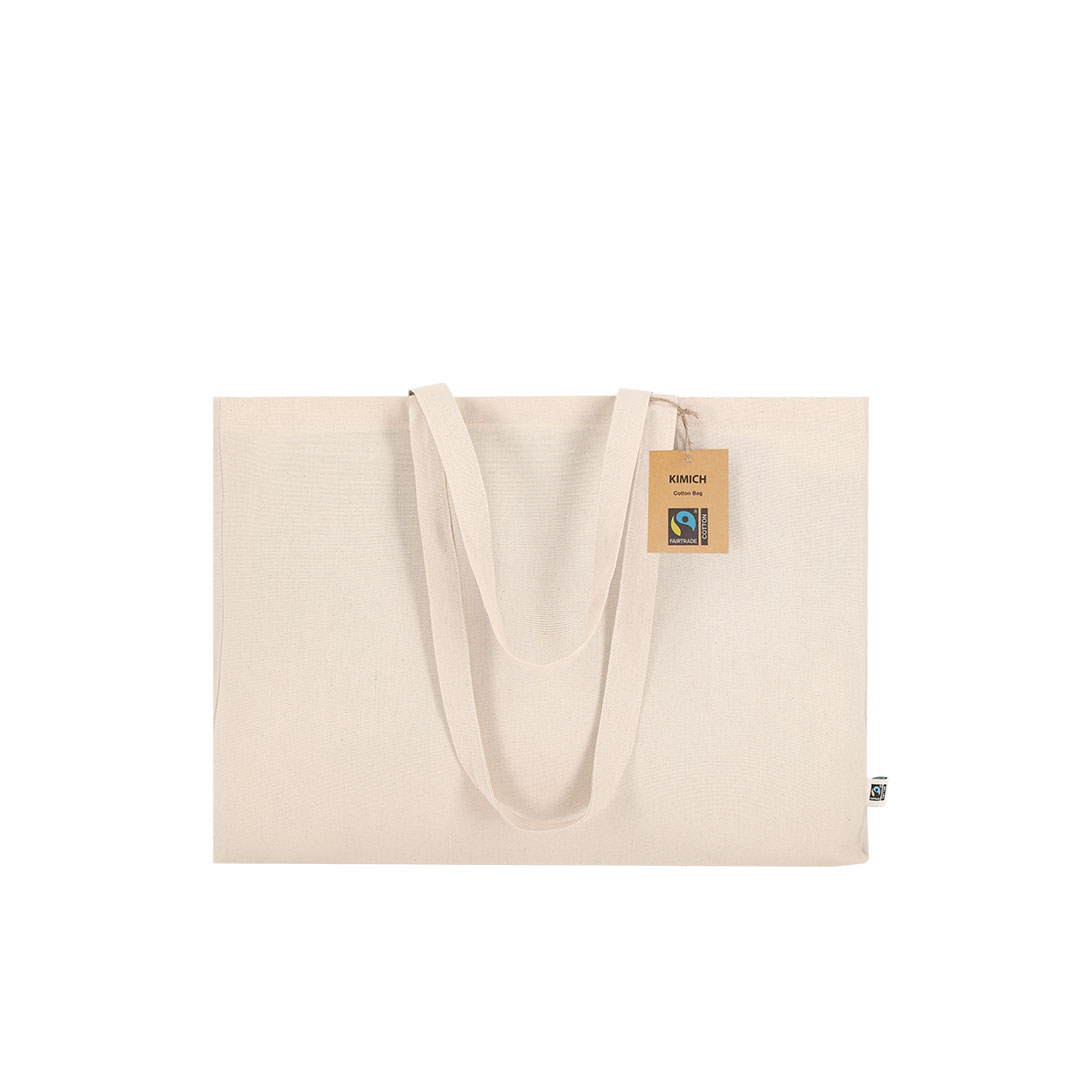 Fairtrade XXL Baumwollshopper Kimich naturfarbene Einkaufstasche mit 2 langen Henkeln