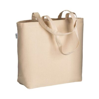 Großer Shopper Cluny Bio-Baumwolle Farbe natur mit langen Henkeln bedruckt mit Logo, made in Germany
