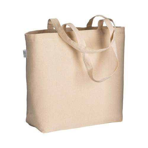 Großer Shopper Cluny Bio-Baumwolle Farbe natur mit langen Henkeln bedruckt mit Logo, made in Germany
