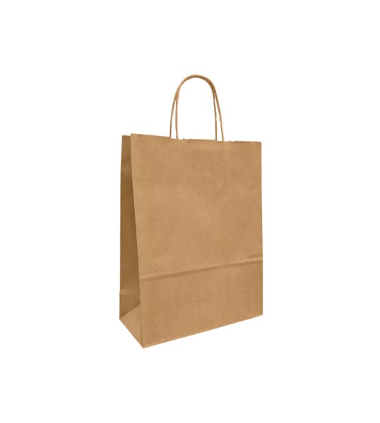 Papiertasche Matteo gedrehte Henkel 18 x 8 x 21 cm groß aus Kraftpapier in der Farbe braun