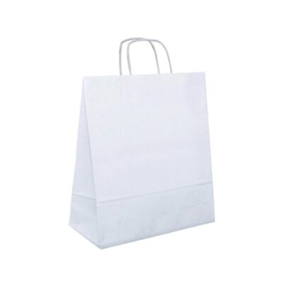 Papiertasche Lucas gedrehte Henkel weiß oder natur 32 x 12 x 40cm