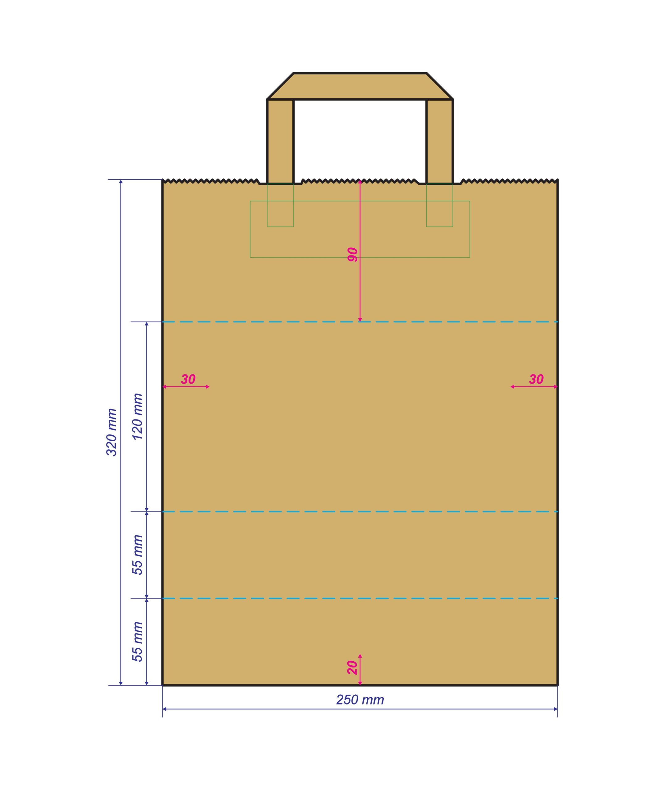 Papiertasche Elijah flache Henkel weiß oder natur 25 x 11 x 32cm