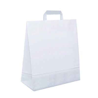 Papiertasche Elijah flache Henkel weiß oder natur 25 x 11 x 32cm