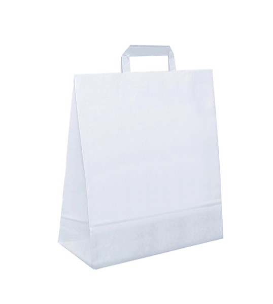 Papiertasche Elijah flache Henkel weiß oder natur 25 x 11 x 32cm