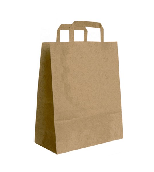 Papiertasche Amir flache Henkel weiß oder natur 25 x 15 x 32cm