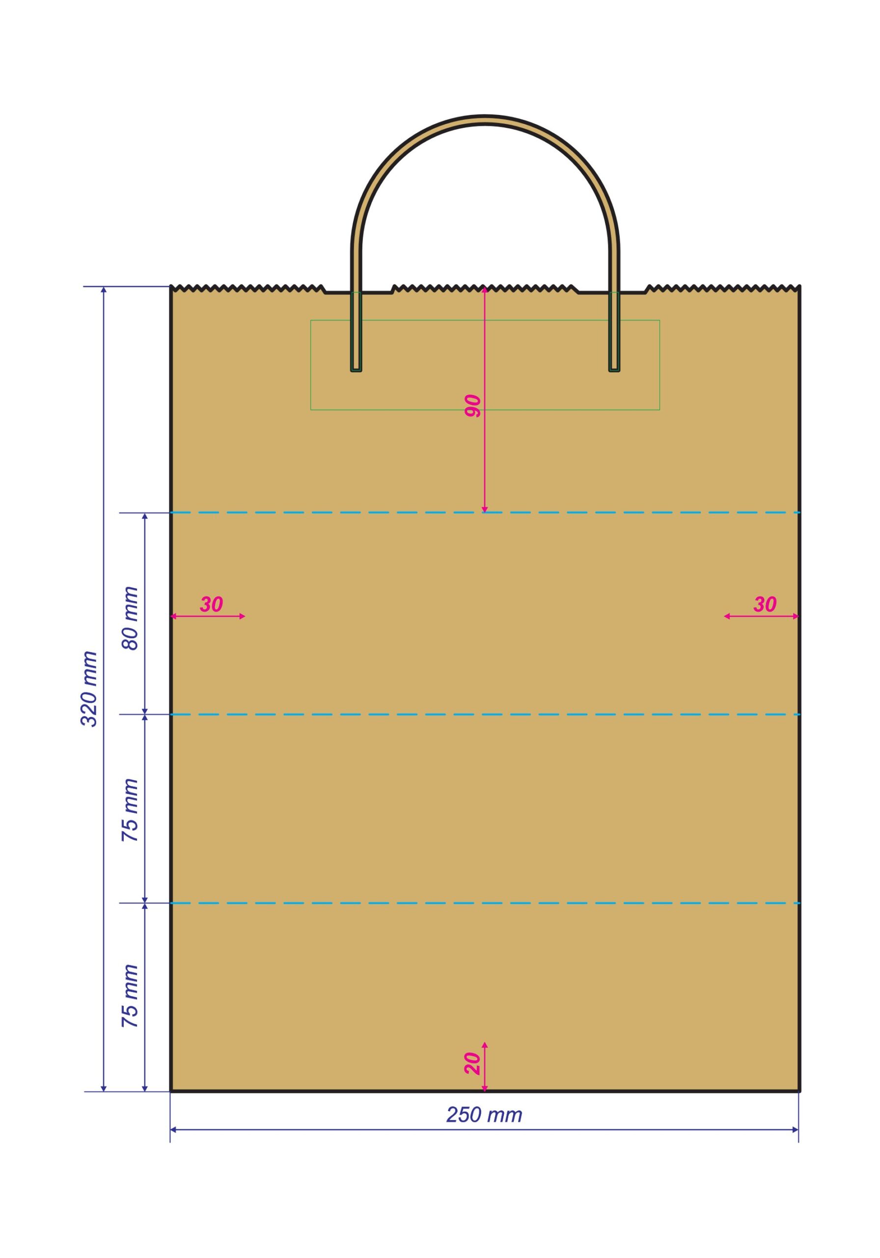 Papiertasche Elias gedrehte Henkel weiß oder natur 25 x 15 x 32cm