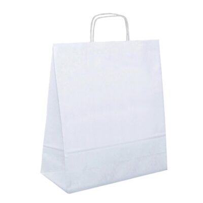 Papiertasche Elias gedrehte Henkel weiß oder natur 25 x 15 x 32cm
