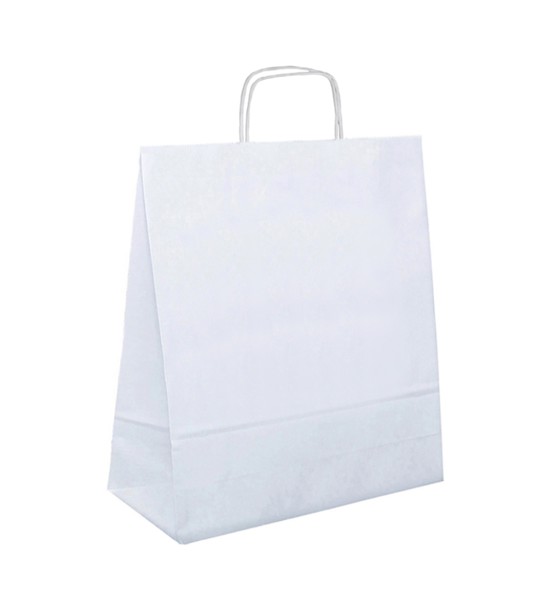 Papiertasche Elias gedrehte Henkel weiß oder natur 25 x 15 x 32cm