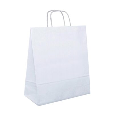 Papiertasche Sophia gedrehte Henkel weiß oder natur 30 x 17 x 35cm