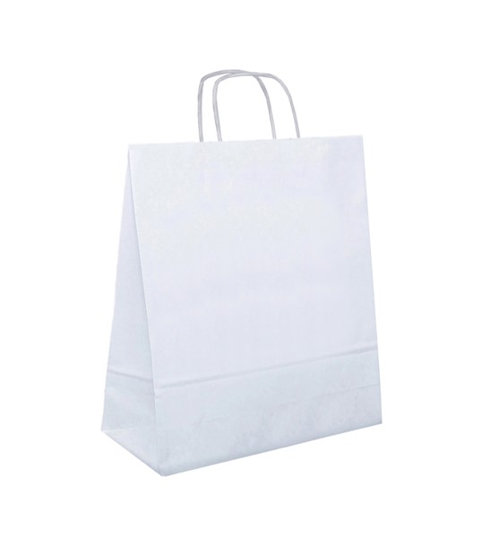 Papiertasche Sophia gedrehte Henkel weiß oder natur 30 x 17 x 35cm
