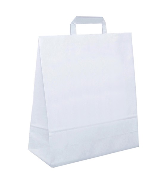 Papiertasche Mia flache Henkel weiß oder natur 32 x 17 x 39cm