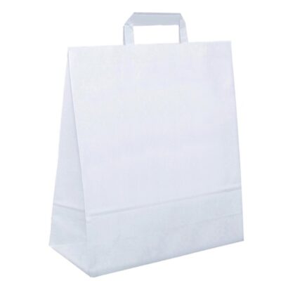 Papiertasche Liam flache Henkel weiß oder natur 32 x 12 x 40cm