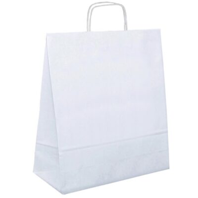 Papiertasche Matteo gedrehte Henkel weiß oder natur 32 x 12 x 40cm