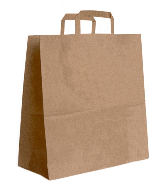 Papiertasche Peter flache Henkel weiß oder natur 34 x 20 x 35cm