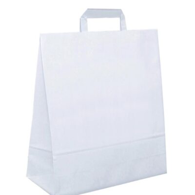 Papiertasche Peter flache Henkel weiß oder natur 34 x 20 x 35cm