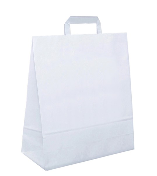 Papiertasche Peter flache Henkel weiß oder natur 34 x 20 x 35cm