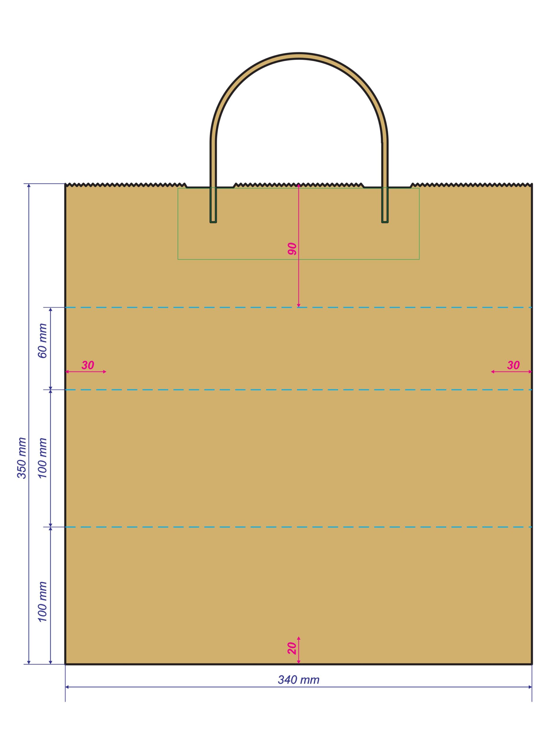 Papiertasche Noah gedrehte Henkel weiß oder natur 34 x 20 x 35cm