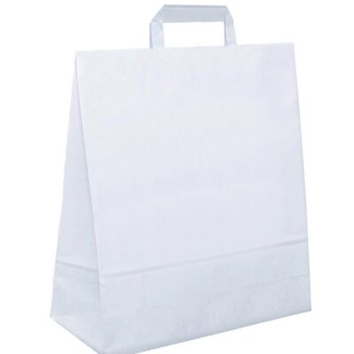 Papiertasche Oscar flache Henkel weiß oder natur 45 x 16 x 48cm