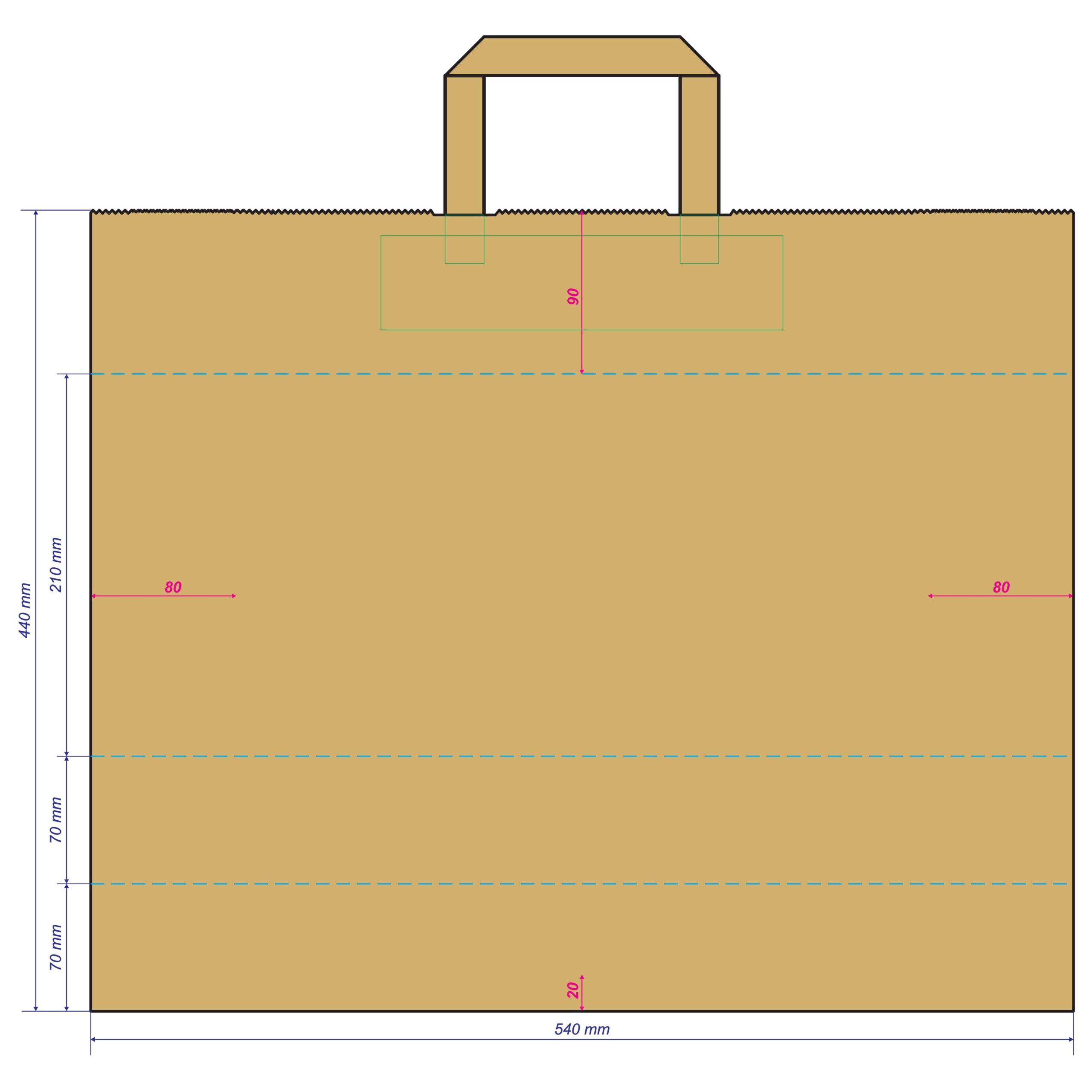 Papiertasche Paul flache Henkel weiß oder natur 54 x 14 x 44cm